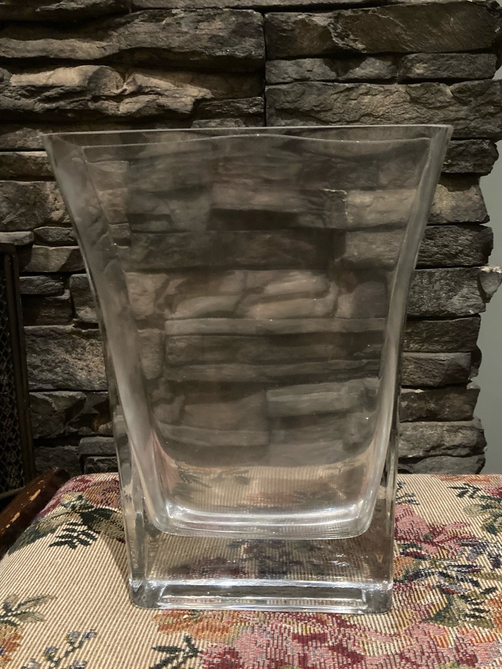 Clear Rectangular Flared Glass Vase